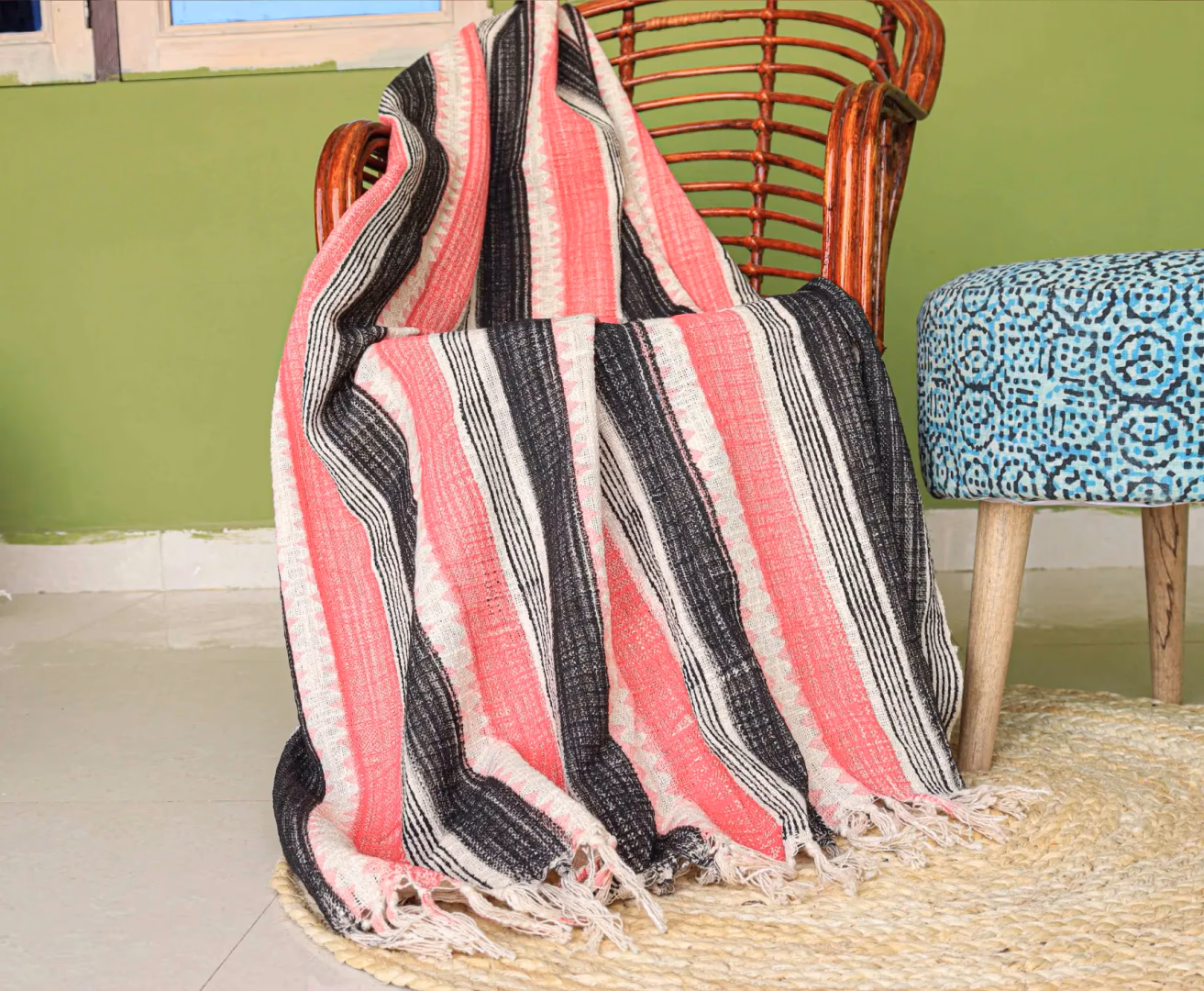 Authentic Indian Style Soft Cotton Throw Blanket
